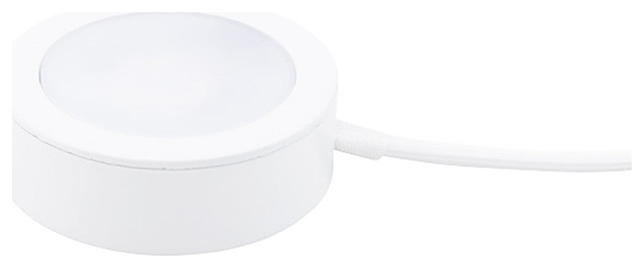 LED Puck Light, White, Single 6" Lead Wire/6' Power Cord