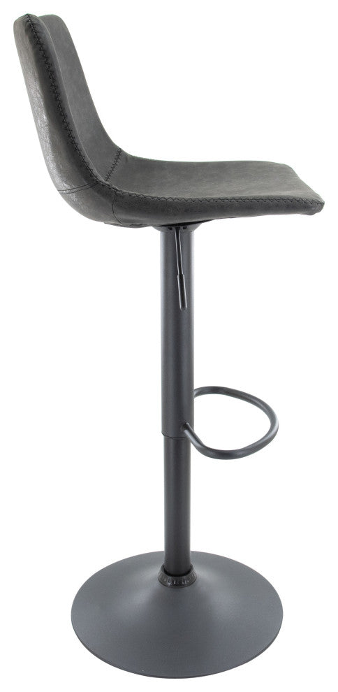 LeisureMod Tilbury Modern Adjustable Height & Swivel Bar Stool, Charcoal Black