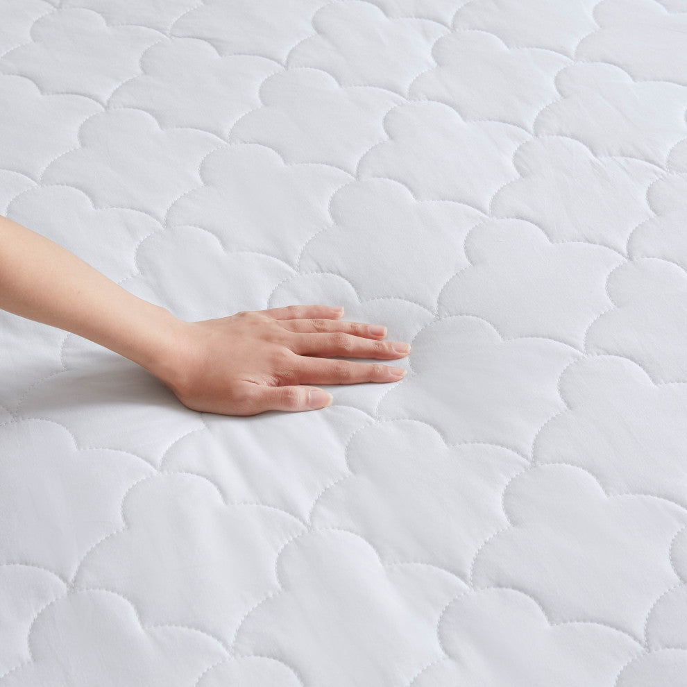 Sleep Philosophy Percale Double Insertion Filled Mattress Pad, White, Twin