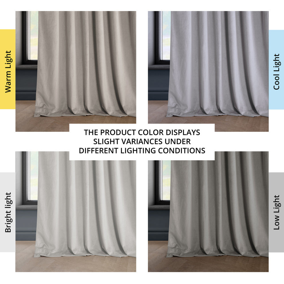 Heritage Plush Velvet Curtain Single Panel, City Gray, 50"x108"