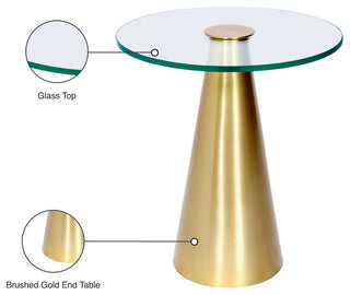 Glassimo Glass Top End Table, Brushed Gold Finish