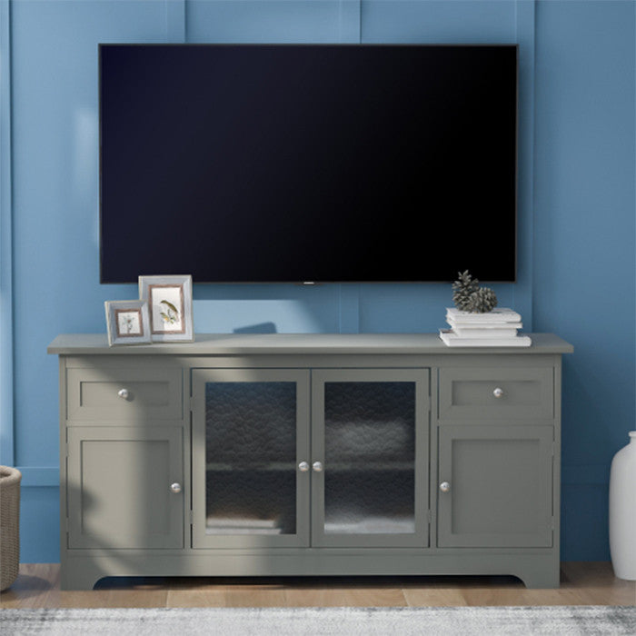 65 inch TV stand with 4 doors adjustable panels cabinet with light freen finish