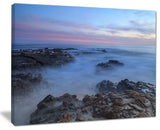 "Long Exposure At Sunset Over Rocks" Modern Beach Wall Art, 40"x30"