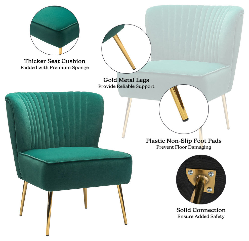 Velvet Accent Dining Chair, Green