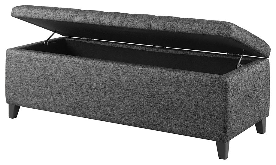 Madison Park Shandra Upholstered Soft Close Storage Bench, Charcoal Gray