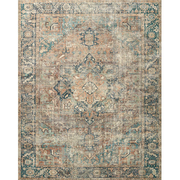 Margot Oriental Terracotta/Lagoon Area Rug, 7''6"x9''6"