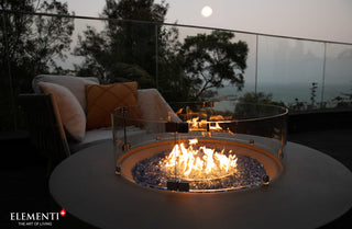 Colosseo Round Light Grey Concrete 41" Natural Gas Fire Table by Elementi Plus