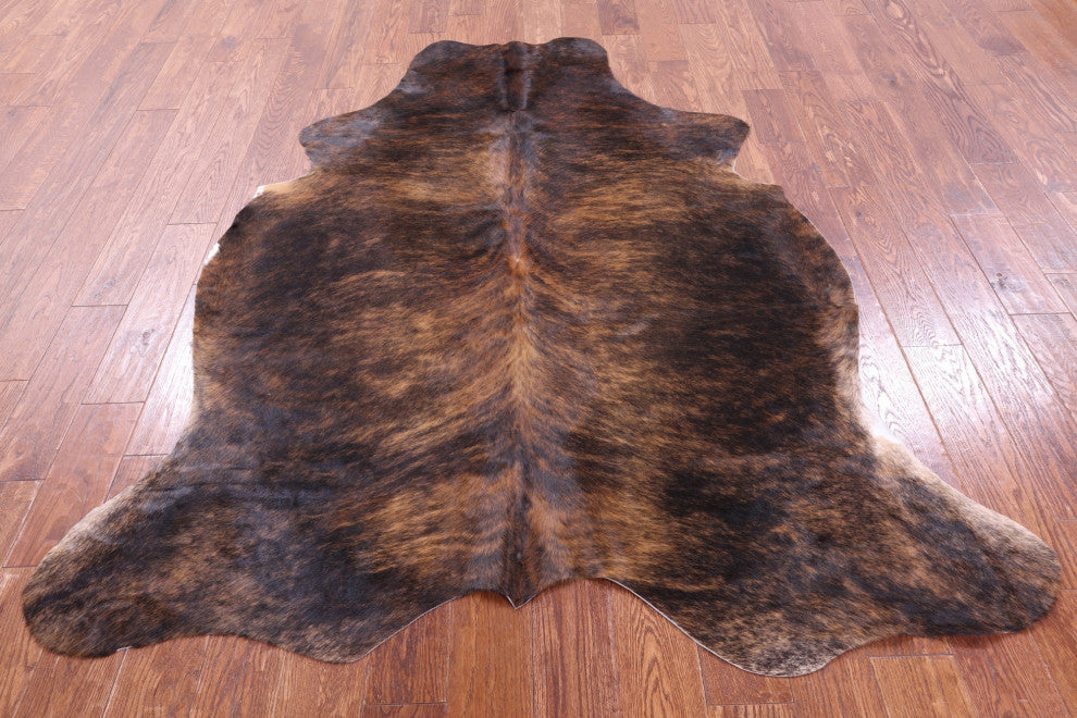 6' 9" X 5' 7" Brindle Natural Cowhide Rug C1989