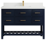 Parker 48 Single Sink Bath Vanity in Navy Blue  2" White Quartz