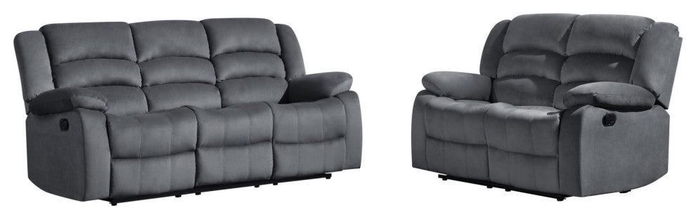 60''x35''x40'' Modern Gray Leather Sofa And Loveseat