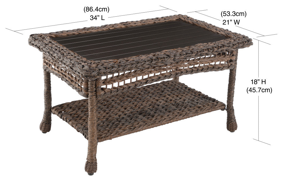 Modern Concept Faux Sea Grass Resin Rattan Coffee Table