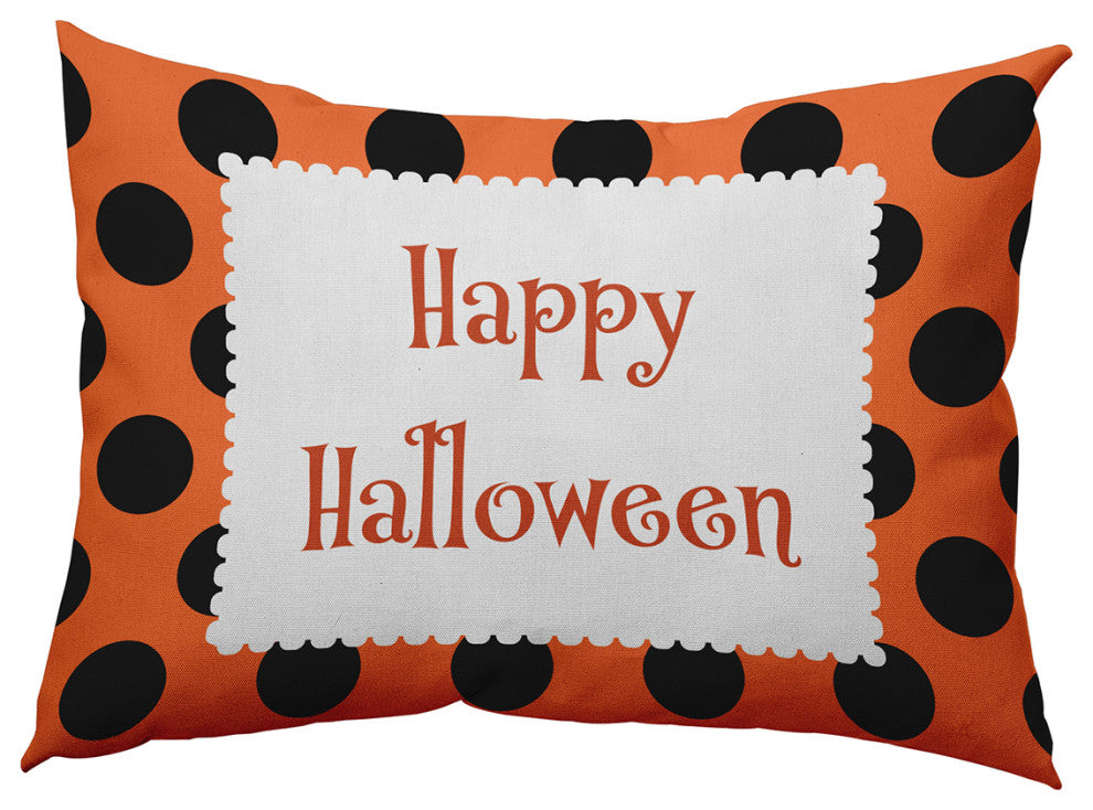 Happy Halloween Dots Accent Pillow, Traditional Orange, 14"x20"