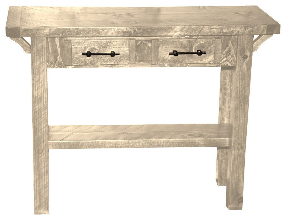 Barnwood Style Timber Peg 2-Drawer Sofa Table, Frost