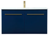 Phoebe Single Bathroom Vanity, Blue, 36", Without Backsplash