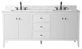 Vanity Art Freestanding Vanity, White, 72", Double Sink, Matte Black