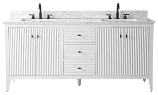 Vanity Art Freestanding Vanity, White, 72", Double Sink, Matte Black