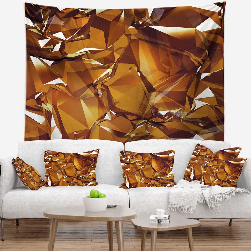 3D Gold Crystal Background Abstract Wall Tapestry, 39"x32"