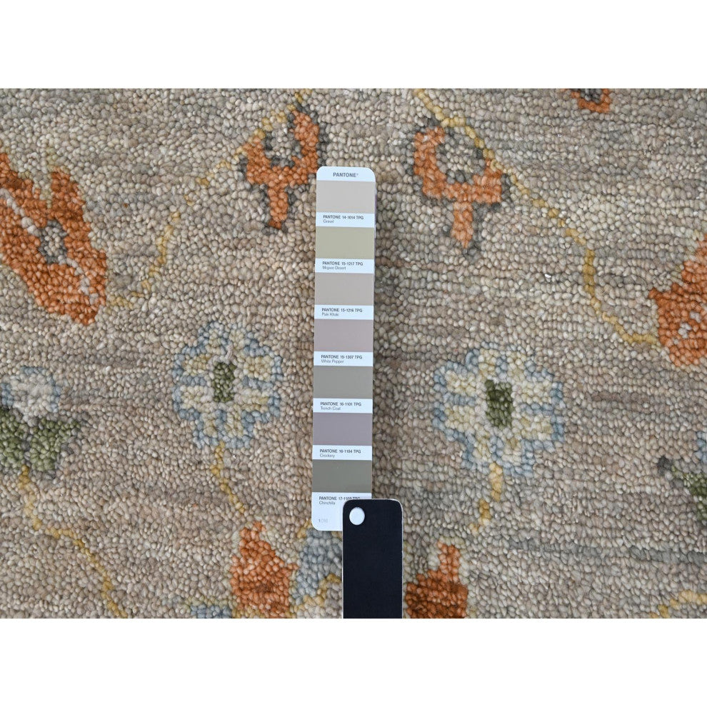 Tan Color, Oushak Design, Soft Wool Hand Knotted Oversized Rug, 11'10"x14'9"