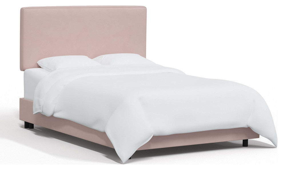 Square Upholstered Bed, Velvet Blush, Full