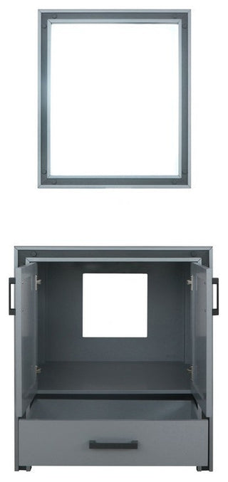 Ziva Transitional Dark Grey 30" Single Vanity, no Top and 28" Mirror