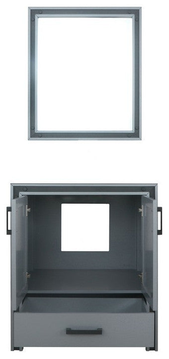 Ziva Transitional Dark Grey 30" Single Vanity, no Top and 28" Mirror