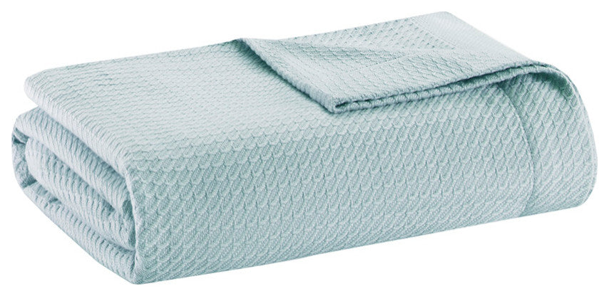 Madison Park Egyptian Cotton All-Season Woven Bedding Blanket, Blue