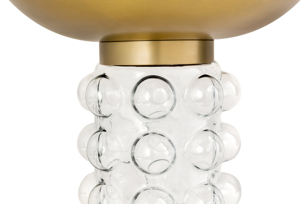 Glass Side Table, Brass Gold End Table, Modern Eclectic Accent Table, Round Top