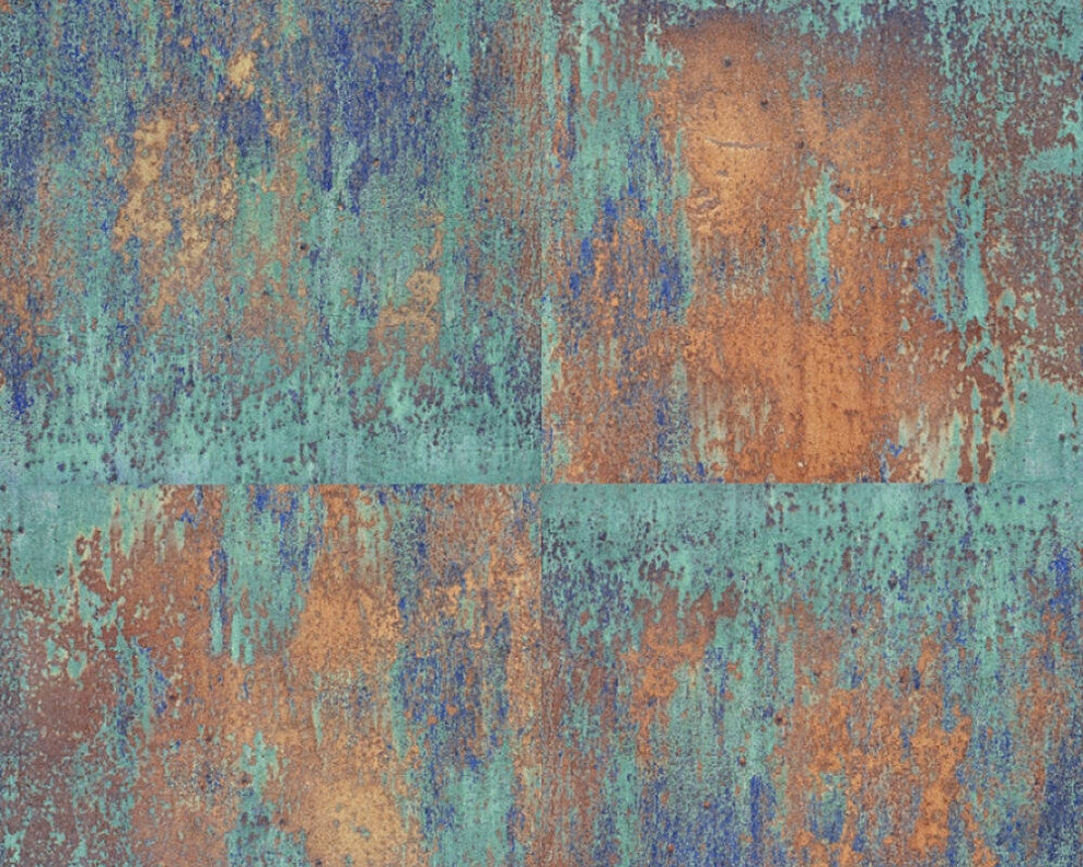 Textured Wallpaper Stone, Blue Bronze Brown Copper Metallic Turquoise, Sample