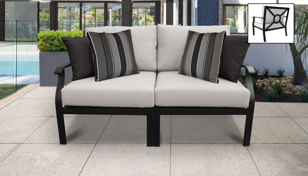 kathy ireland Madison Ave. 2 Piece Aluminum Patio Furniture Set 02a, Almond