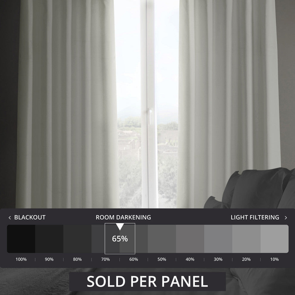 Italian Faux Linen Curtain Single Panel, Magnolia Off White, 50wx84l