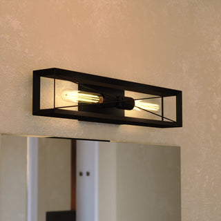 Milton 2-Light Black Transitional Wall Sconce, Bathroom Vanity Lighting Fixture