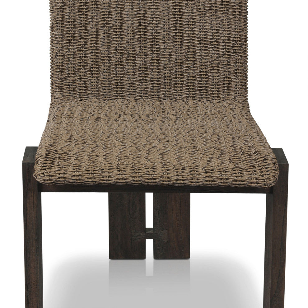 Roxy Outdoor Dining Chair Faux Dark Hyacinth, Stained Saddle Brown Fsc