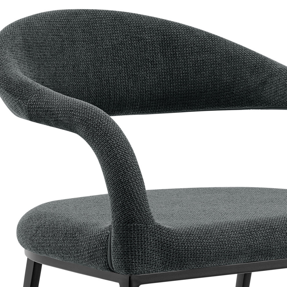 Morgan Matte Black and Charcoal Upholstered Dining Chairs, Set of 2