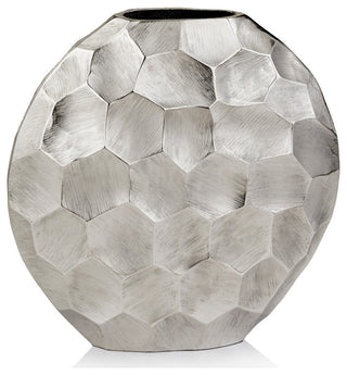 Facetado Round Silver Vase