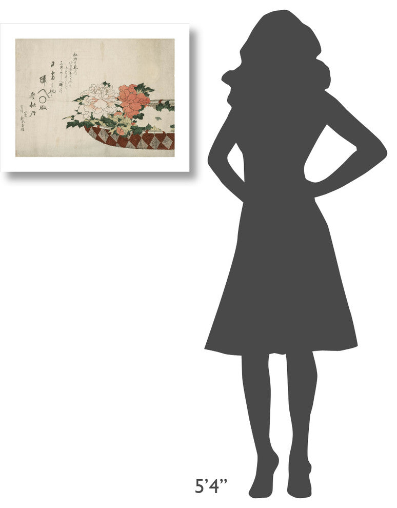 "Basket of Peonies, 1810 or 1814" Paper Print by Katsushika Hokusai, 24"x19"