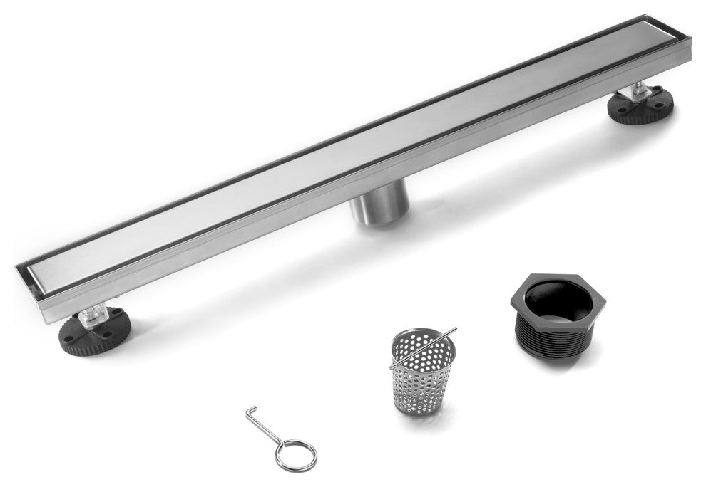 HEATGENE Linear Shower Drain Stainless Steel Rectangle Shower Drain, Brush, 48"