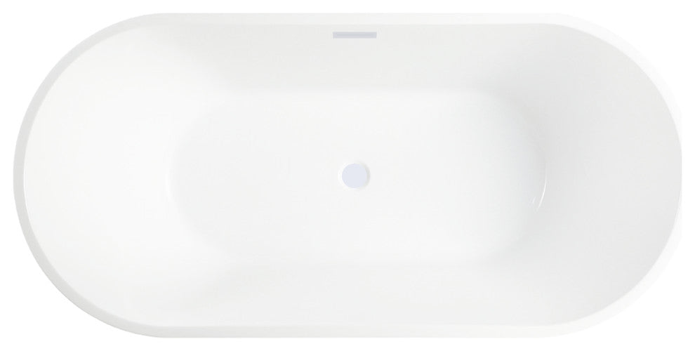 Freestanding Acrylic Bathtub, Pure White, 59"