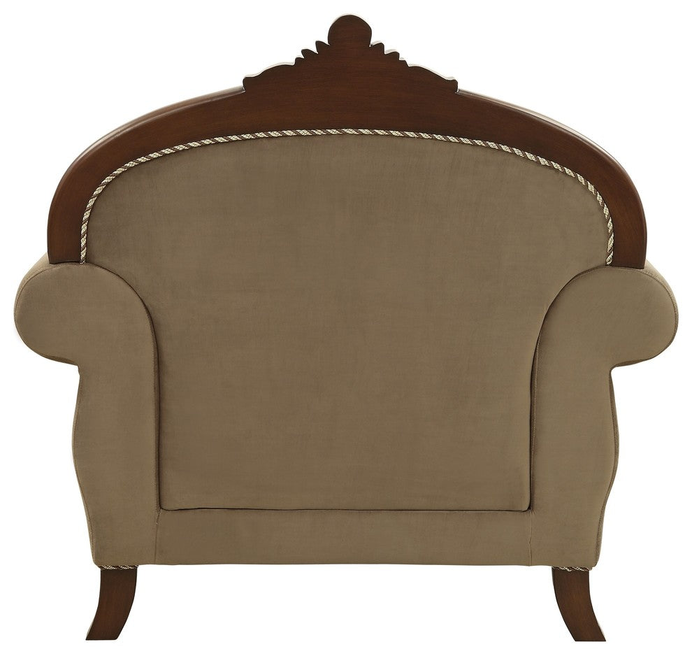 ACME Mehadi Chair with 2 Pillows, Fabric and Walnut