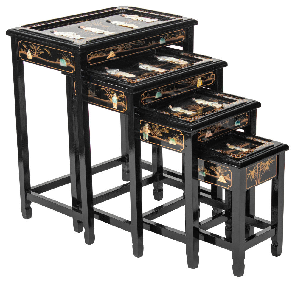 Black Lacquer Nesting Tables Royal Ladies