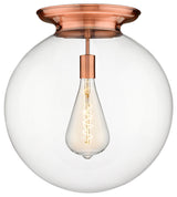 Beacon 1 Light 18" Flush Mount, Antique Copper, Clear Glass