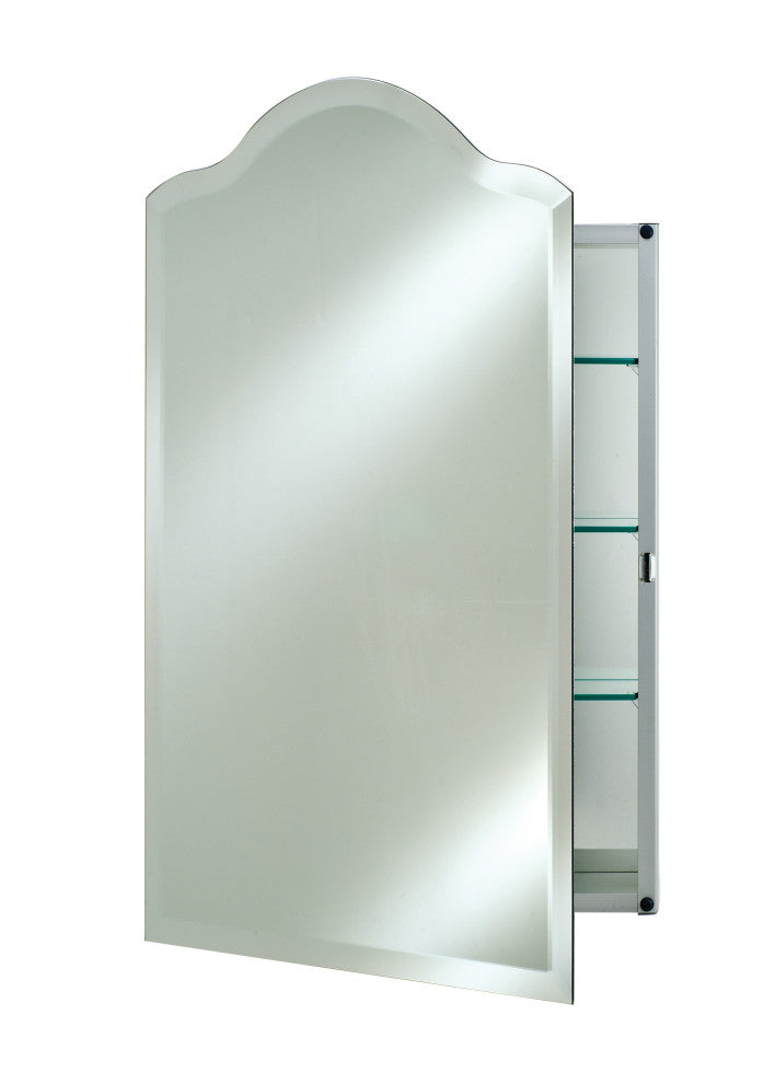 Scallop Top Frameless Medicine Cabinets, 20"x30", Right Hinge
