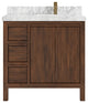 Elizabeth 36 Right Offset Bath Vanity in Dark Walnut Teak 2" Carrara Marble