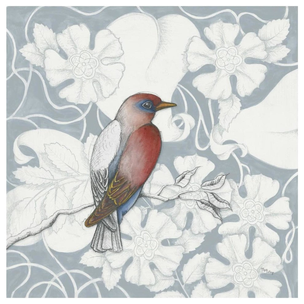 "Arts and Crafts Birds I Tone on Tone" Paper Print by Elyse DeNeige, 26"x26"