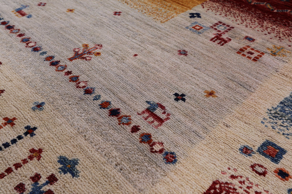 Tribal Persian Gabbeh Handmade Wool Rug 4' 9" X 6' 6" Q8079