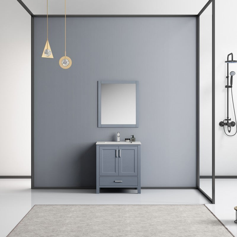 Jacques 30" Dark Grey Single Sink Vanity Set with White Carrara Marble Top