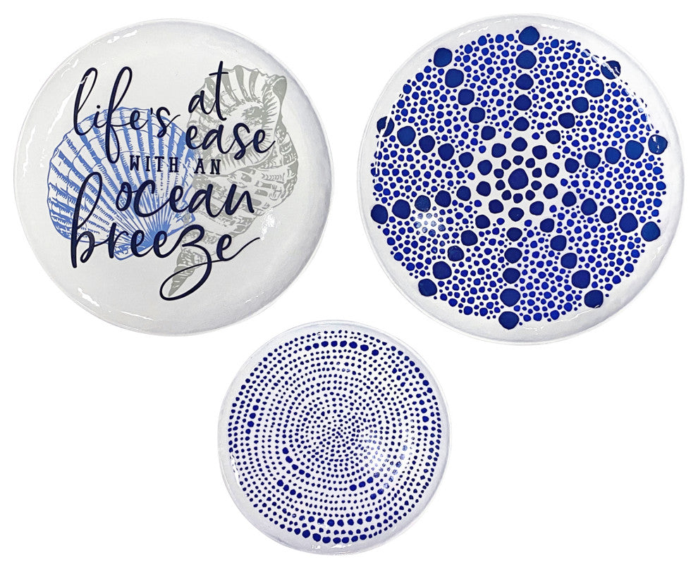 Set of 3 Lifes a Breeze Metal Plates Wall Decor