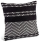 18" Black and Ivory Woven Cotton Square Accent Pillow