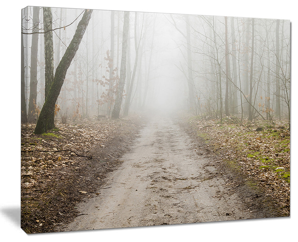 "Straight Forest Road in Fall" Canvas Print, 40"x30"