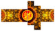 Golden Psychedelic Relaxing Art, Abstract Canvas Art Print, 60"x32", 5 panels