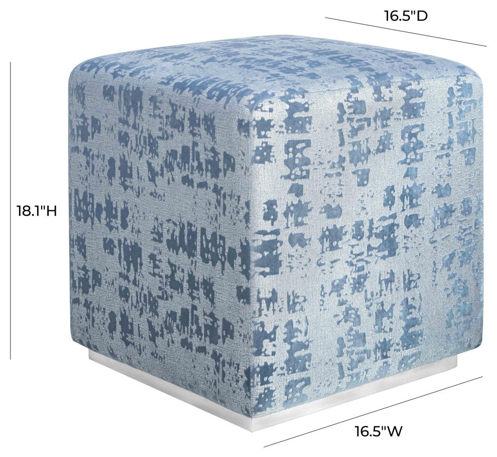 Kent Blue Textured Velvet Ottoman